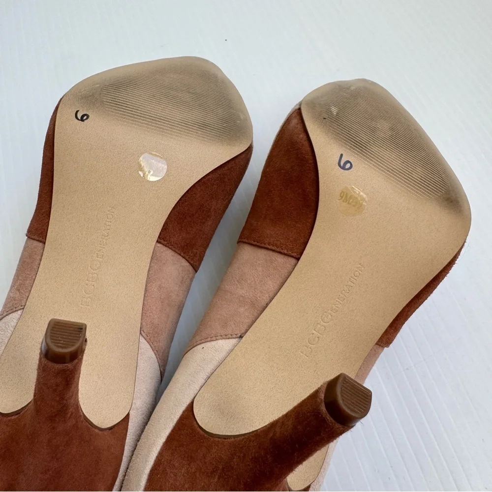 BCBGeneration patchwork suede Tan and Brown Heels